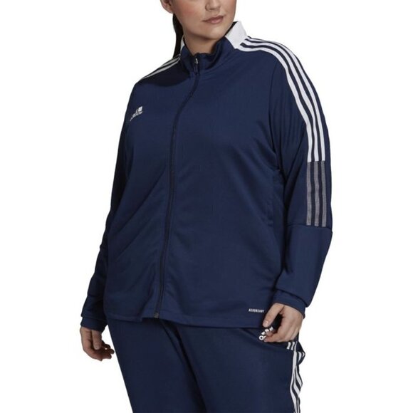 adidas Jackets & Blazers - Adidas Tiro Track Jacket Women's Size 2X Blue Full Zip 3 Stripes Stand Collar